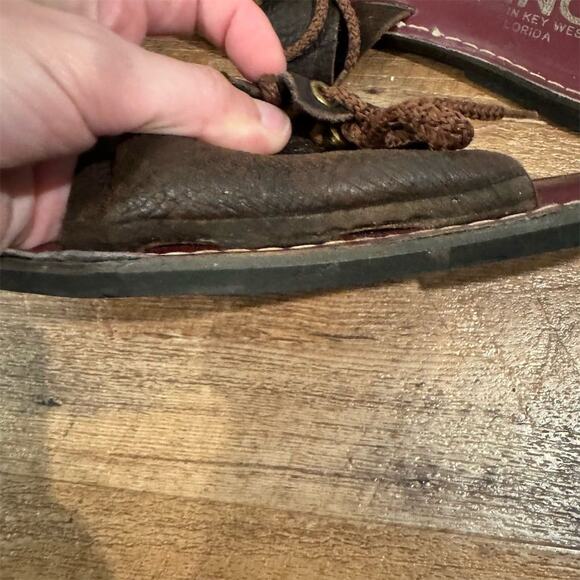 Kino Brown Leather Lace-Up Slip-On Sandals Slides Size 9 Boho Made in Key West - Picture 3 of 11